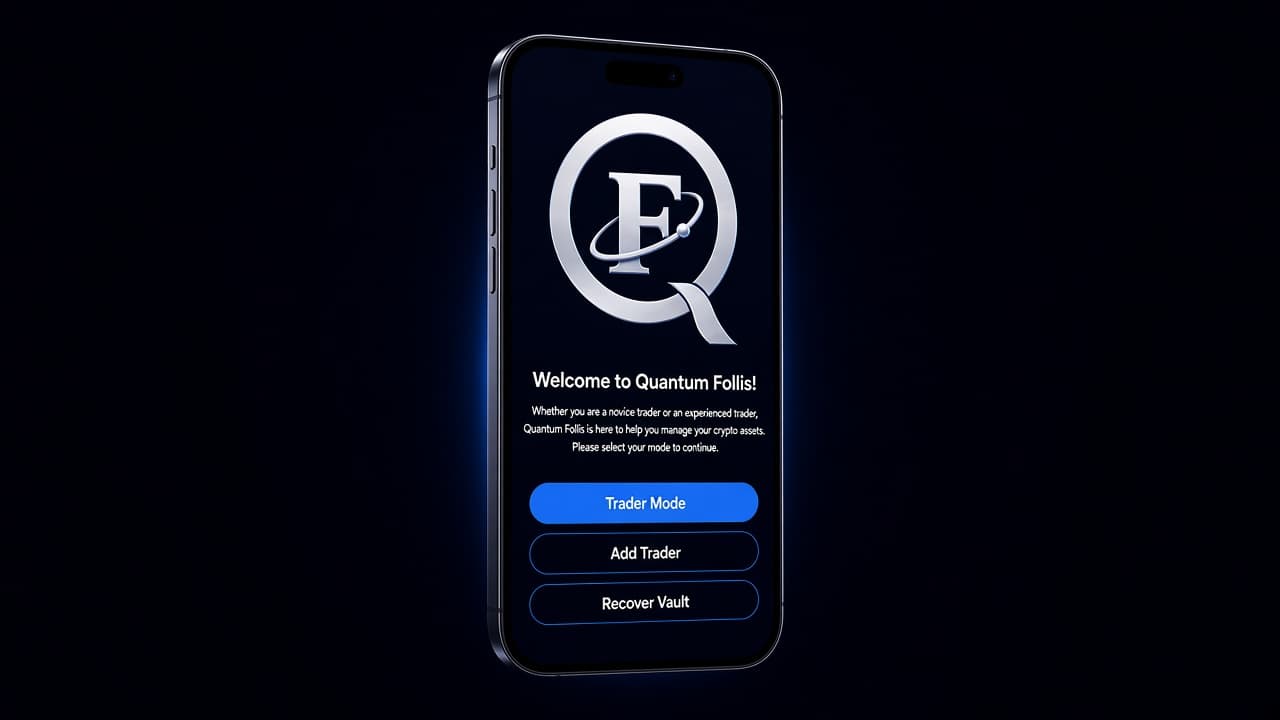 Quantum Follis landing screen on a phone